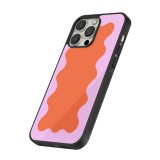 iPhone 16 Pro Case Hülle - Silikon schwarz Wavy Rectangle Orange Pink
