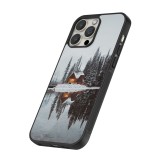 Coque iPhone 16 Pro - Silicone rigide noir Winter 25 Winter house forest afternoon