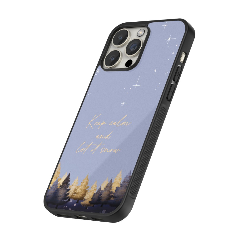 Coque iPhone 16 Pro - Silicone rigide noir Winter 25 Winter illustration of trees
