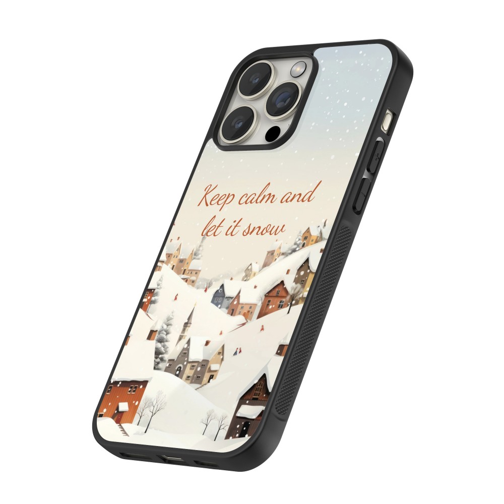 Coque iPhone 16 Pro - Silicone rigide noir Winter 25 Winter Keep calm and let it snow