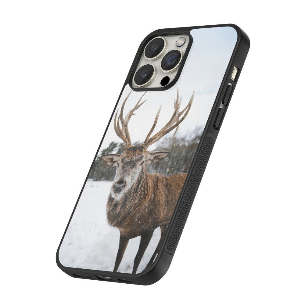 Coque iPhone 16 Pro - Silicone rigide noir Winter 25 Winter reindeer