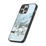 Coque iPhone 16 Pro - Silicone rigide noir Winter 25 Winter snowy landscape
