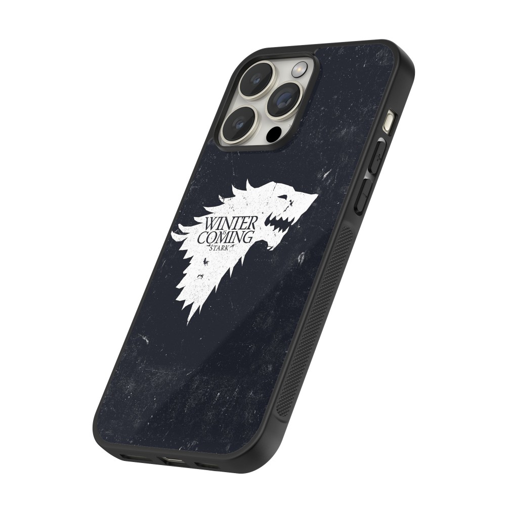 iPhone 16 Pro Case Hülle - Silikon schwarz Winter is coming Stark