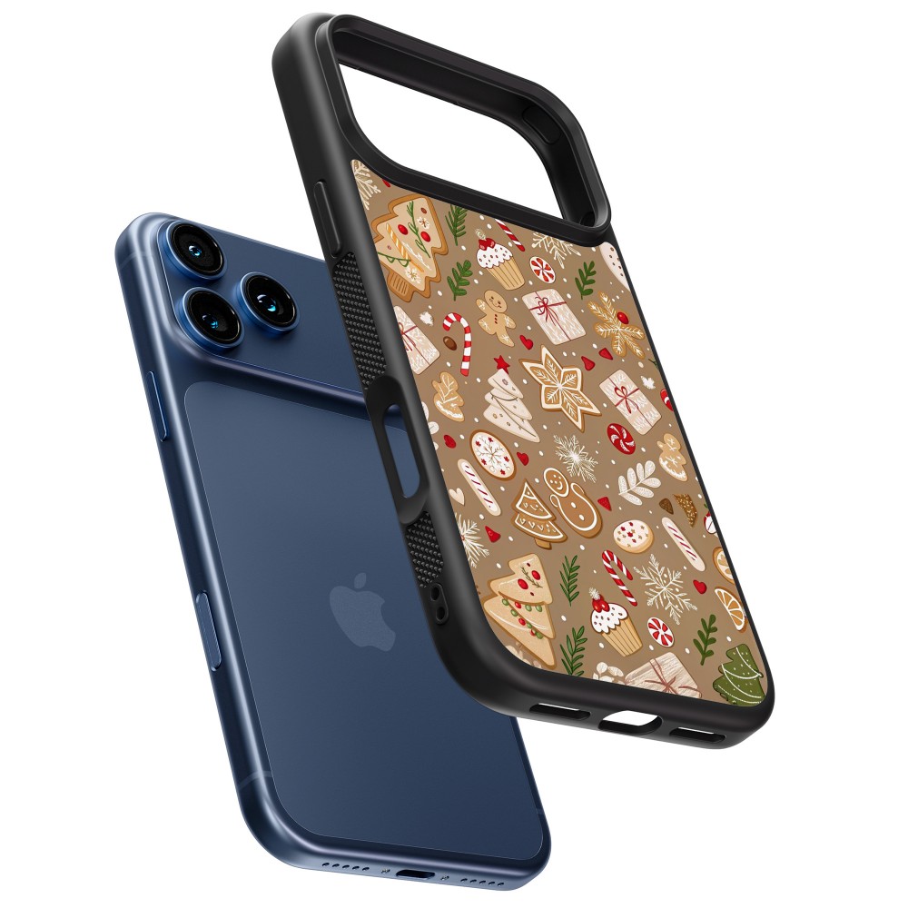 Coque iPhone 17 Pro Max - Silicone rigide noir Christmas 25 Pattern Ginger Cookie