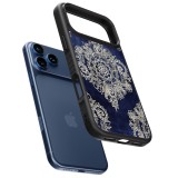 Coque iPhone 17 Pro Max - Silicone rigide noir Cream Flower Moroccan