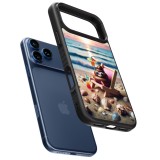 iPhone 17 Pro Max Case Hülle - Silikon schwarz Kackhaufen Emoji auf Liegestuhl