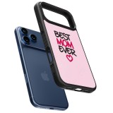 Coque iPhone 17 Pro Max - Silicone rigide noir Mom 2023 best Mom ever pink