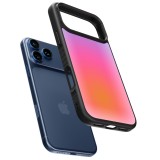 Coque iPhone 17 Pro Max - Silicone rigide noir Orange Pink Blue Gradient