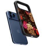 iPhone 17 Pro Max Case Hülle - Silikon schwarz Skulls and flowers