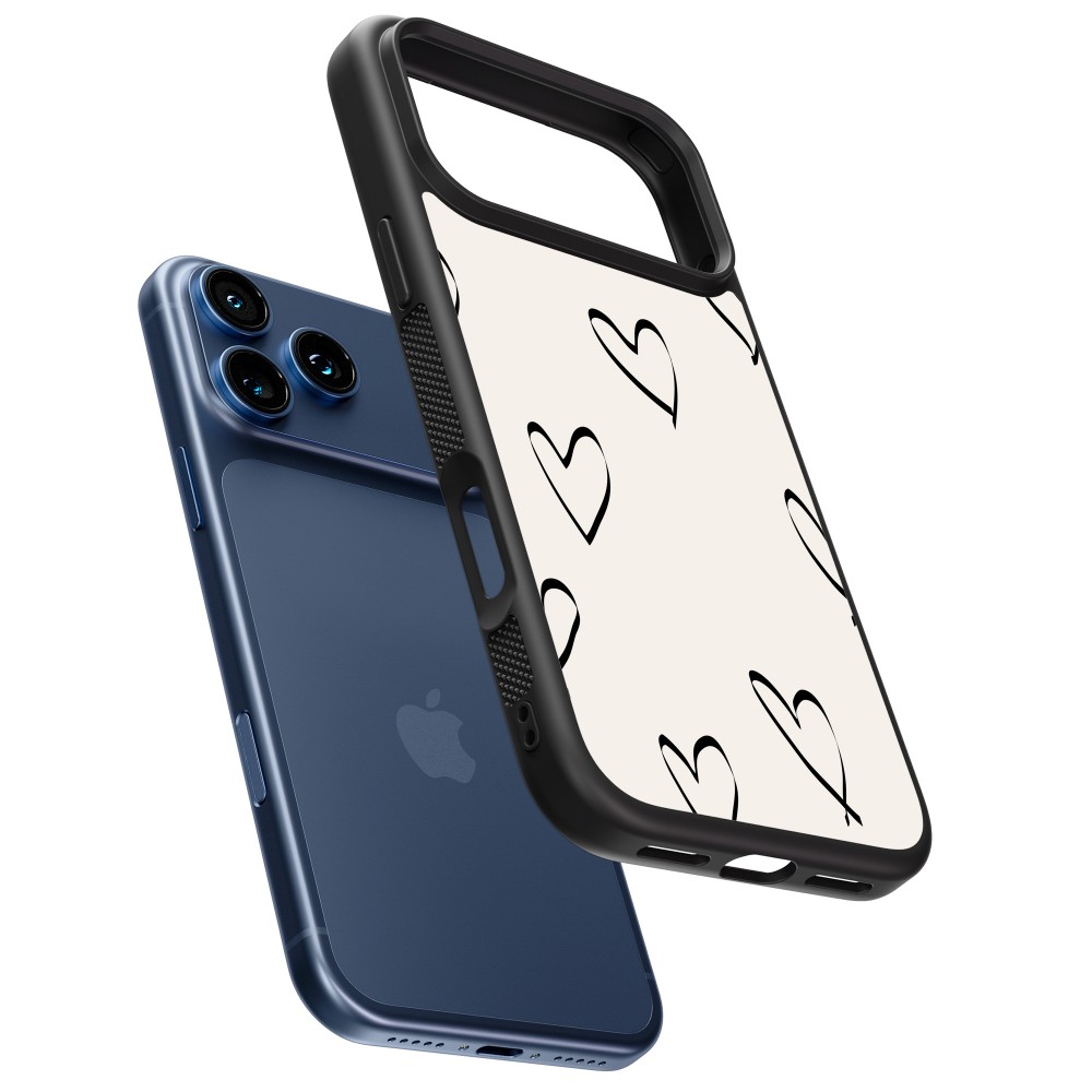 iPhone 17 Pro Max Case Hülle - Silikon schwarz Valentine 2023 minimalist hearts