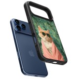 Coque iPhone 17 Pro - Silicone rigide noir Cat Summer Palms