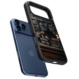 iPhone 17 Pro Case Hülle - Silikon schwarz Katze Bücher dunkel