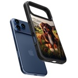 Coque iPhone 17 Pro - Silicone rigide noir Chien Campagne Suisse