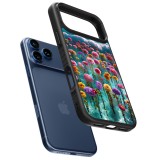 Coque iPhone 17 Pro - Silicone rigide noir Flower sea waves