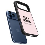 Coque iPhone 17 Pro - Silicone rigide noir I am a woman