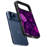 iPhone 17 Pro Case Hülle - Silikon schwarz Halloween 2023 pink skulls
