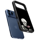 iPhone 17 Pro Case Hülle - Silikon schwarz Halloween 2023 rose and skeleton