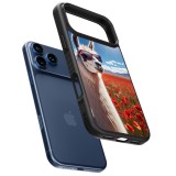 iPhone 17 Pro Case Hülle - Silikon schwarz Lama Chic in Mohnblume