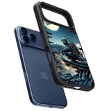 Coque iPhone 17 Pro - Silicone rigide noir Ninja sous la lune