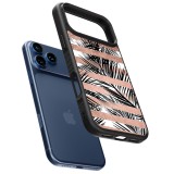 Coque iPhone 17 Pro - Silicone rigide noir Palm trees gold stripes