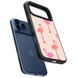 Coque iPhone 17 Pro - Silicone rigide noir Pink Flamingos Pattern
