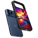 Coque iPhone 17 Pro - Silicone rigide noir Plage coucher soleil flashy
