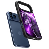 Coque iPhone 17 Pro - Silicone rigide noir Purple Sky Wolf