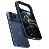 Coque iPhone 17 Pro - Silicone rigide noir Renard lune forêt