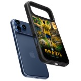 Coque iPhone 17 Pro - Silicone rigide noir Football Brésil splash 2026