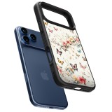 Coque iPhone 17 Pro - Silicone rigide noir Spring 25 Papillons Légers