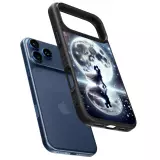 Coque iPhone 17 Pro - Silicone rigide noir Valentine 2024 Love under the moon