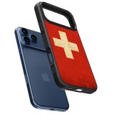 Coque iPhone 17 Pro - Silicone rigide noir Vintage Flag SWISS