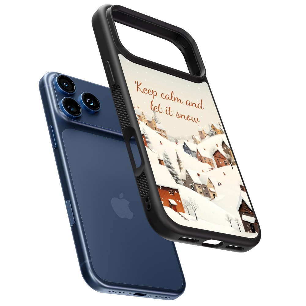 Coque iPhone 17 Pro - Silicone rigide noir Winter 25 Winter Keep calm and let it snow