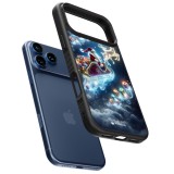 Coque iPhone 17 Pro - Silicone rigide noir Noël 2023 Père Noël enchanté