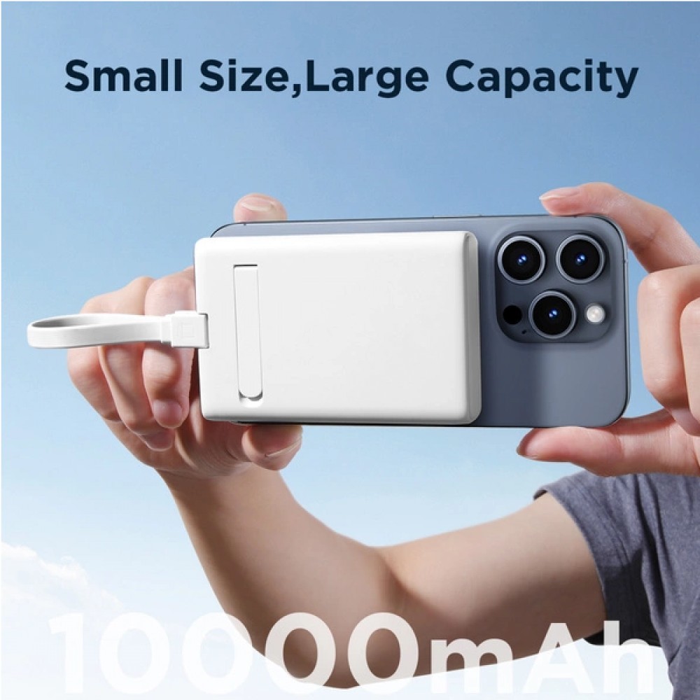 20W Powerbank Joyroom JR-PBM01 MagSafe 10000mAh externer Akku mit Standfuß - Weiss