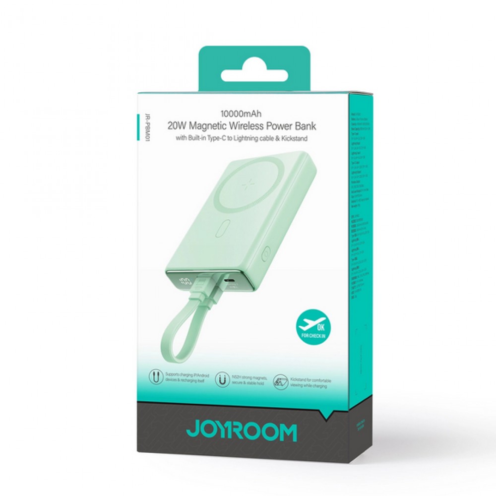 20W Powerbank Joyroom JR-PBM01 batterie externe MagSafe 10000mAh avec pied de support - Vert
