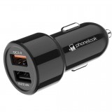 30W universel double USB chargeur allume-cigare de voiture Quick Charge 3.0 PhoneLook - Noir