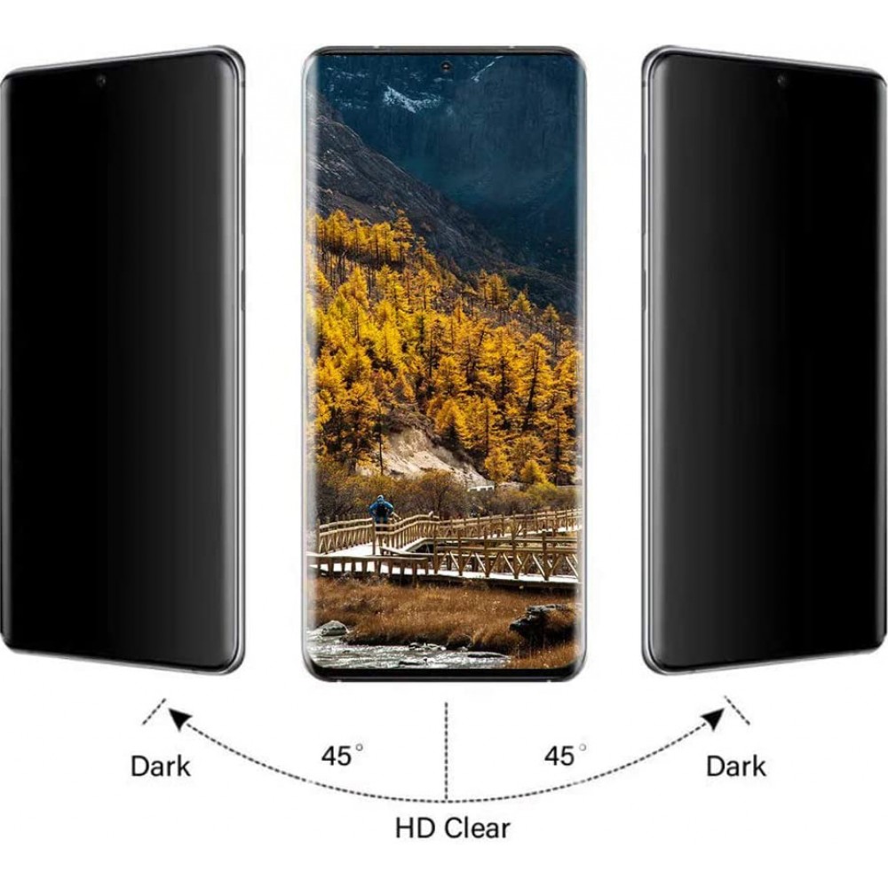 3D Tempered Glass Samsung Galaxy S21 - Vitre de protection d'écran intégrale Privacy anti-espion avec bords noirs