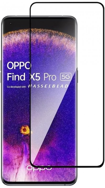 3D Tempered Glass OPPO Find X5 Pro - Full Screen Display Schutzglas mit schwarzem Rahmen