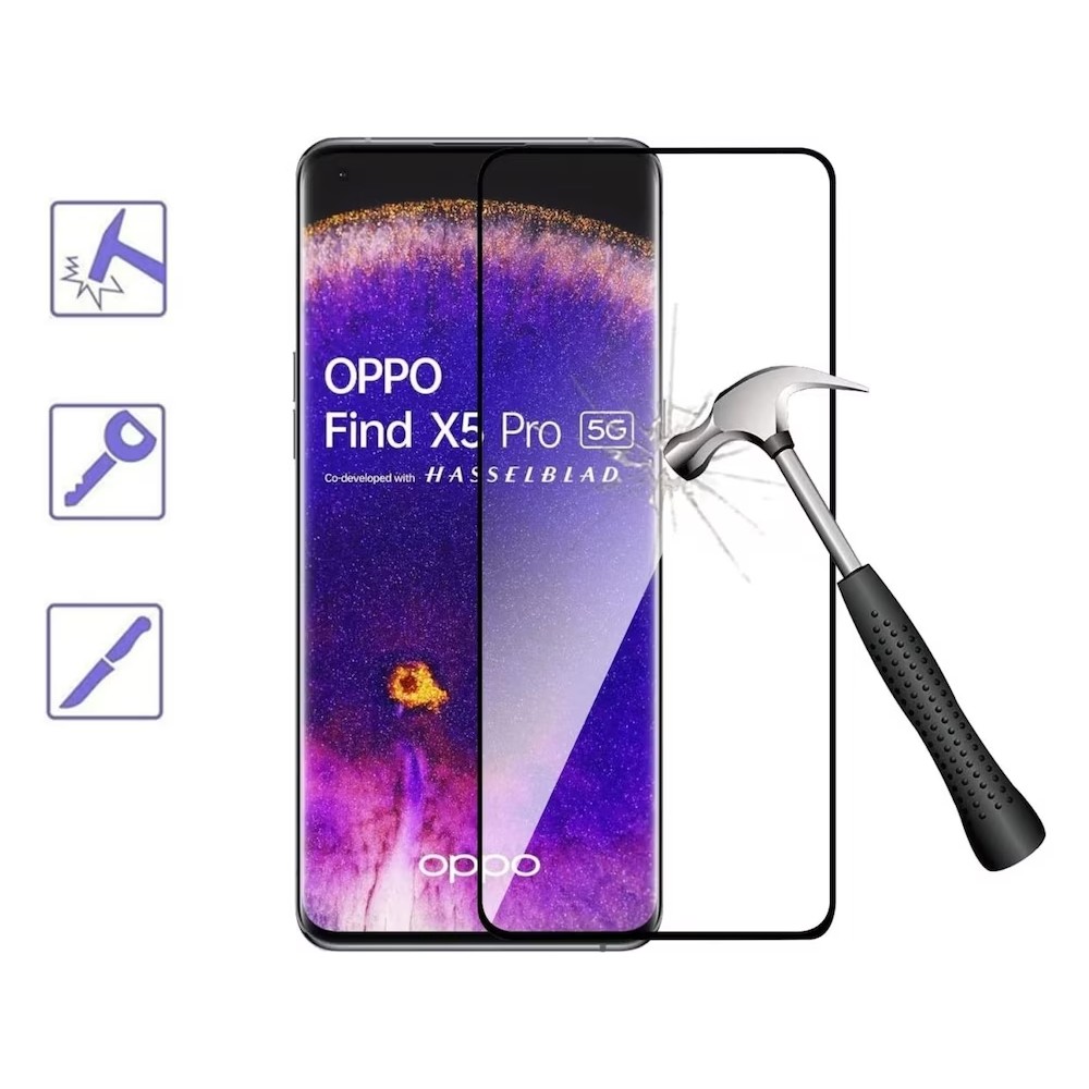 3D Tempered Glass OPPO Find X5 Pro - Full Screen Display Schutzglas mit schwarzem Rahmen