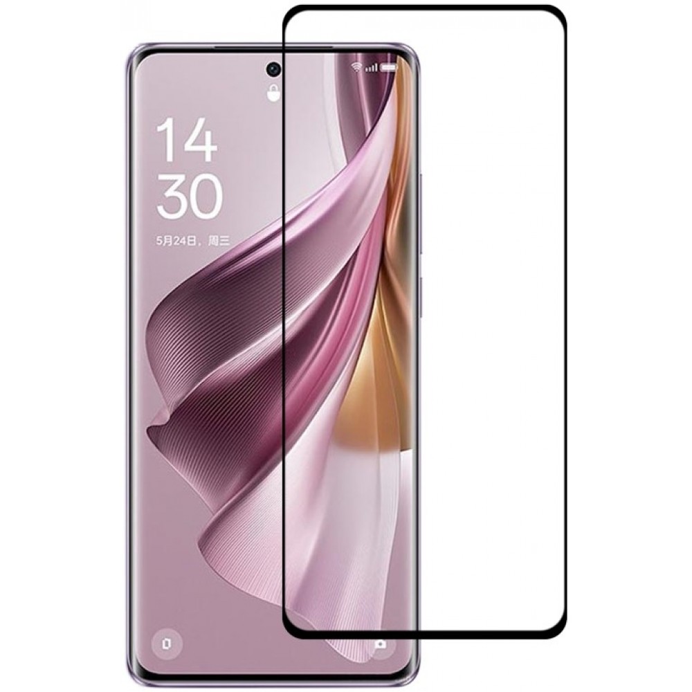 3D Tempered Glass OPPO Reno10 5G / Reno10 Pro 5G - Full Screen Display Schutzglas mit schwarzem Rahmen