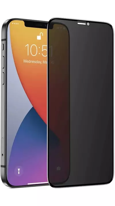 3D Tempered Glass iPhone 17 Pro Max - Vitre de protection d'écran intégrale Privacy anti-espion avec bords noirs