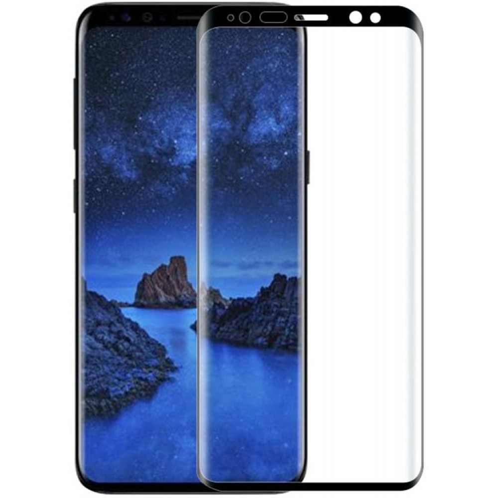 3D Tempered Glass Samsung Galaxy S9+ - Full Screen Display Schutzglas mit schwarzem Rahmen