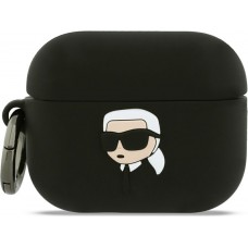 Coque AirPods Pro / Pro 2 - 3D silicone t&ecirc;te Karl Lagerfeld accessoire de protection &eacute;l&eacute;gant - Noir