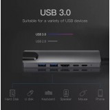 Hub USB-C 6 en 1 multi-ports Hub Docking Station MacBook Ethernet + HDMI + USB-C - Gris