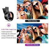 APEXEL Objectif 2 en 1 pour smartphone Ultra Grand Angle 0.45x & Super Macro zoom optique