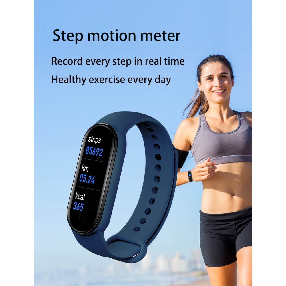 Active Fitness Tracker M7 - Bracelet sportif intelligent Montre connectée Bluetooth - Bleu foncé