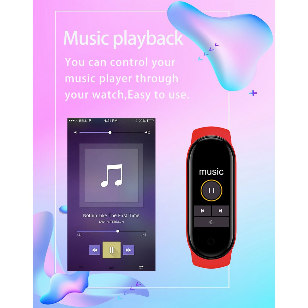 Active Fitness Tracker M7 - Bracelet sportif intelligent Montre connectée Bluetooth - Rouge