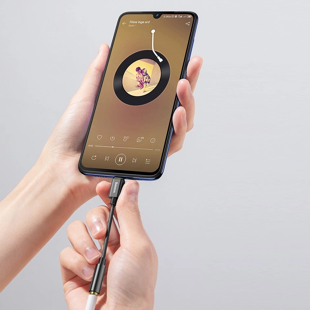 Baseus L54 Adapter für USB-C Kopfhörer Mini Jack 3.5mm DAC 24 Bit 48 KHz - Hochwertiger Soundqualität Audio Konverter - Schwarz
