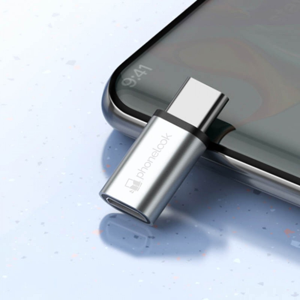 Adaptateur Micro USB (entrée) vers USB-C pour iPhone 15 - PhoneLook - Argent